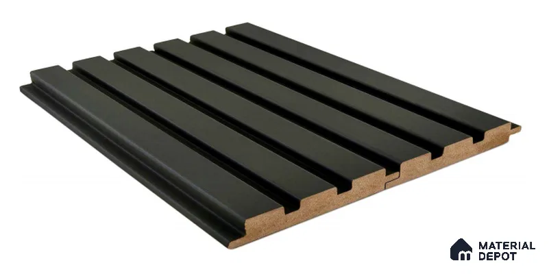 Black Plain Colour Louver Black 109 9 ft x 4.7 inch MDF Panel - 18 mm | Suitable for Feature Wall, TV Unit & Living Room | Width is Subjected to 5% Variation